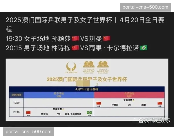 澳门世界杯4月5日进行男女单打决赛赛程全面公布